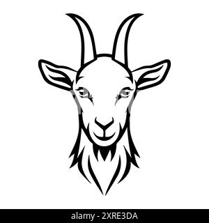 goat icon or modern line symbol. Vector line art and icon design with bold outline. Black and white Pixel Perfect minimalistic symbol isolated white b Stock Vector