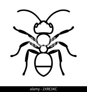 ant icon or modern line symbol. Vector line art and icon design with bold outline. Black and white Pixel Perfect minimalistic symbol isolated white ba Stock Vector