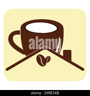 Minimalist Coffee House Logo, logo featuring a coffee cup integrated with a house shape, symbolizing warmth and comfort. Ideal for cafes, coffee shops Stock Vector