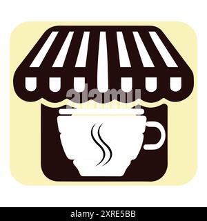 Minimalist Coffee House Logo, logo featuring a coffee cup integrated with a house shape, symbolizing warmth and comfort. Ideal for cafes, coffee shops Stock Vector