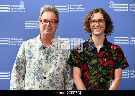 Edinburgh, Scotland, UK. 10th Aug 2024.  Edinburgh International Book Festival: Julian Clary, actor, comedian, novelist and presenter & Harry Woodgate, author and illustrator of childrens books at the official photocall.  Credit: Craig Brown/Alamy Live News Stock Photo