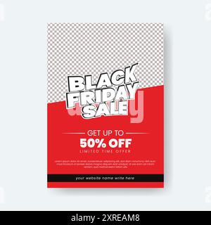 Black Friday product sale discount offer print flyer or poster template with vector 3d text effect Stock Vector