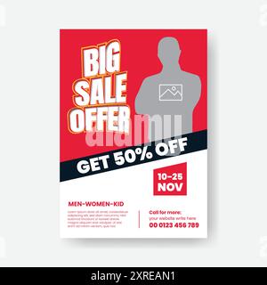 Black Friday product sale discount offer print flyer or poster template with vector 3d text effect Stock Vector
