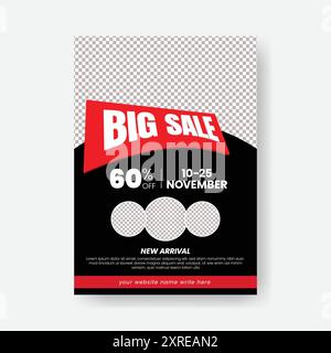 Black Friday product sale discount offer print flyer or poster template with vector 3d text effect Stock Vector
