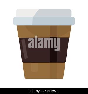 Coffee cup illustration icon vector. Flat illustration of coffee cups and beans in a seamless pattern, perfect for coffee shop designs Stock Vector