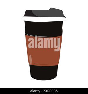 Coffee cup illustration icon vector. Flat illustration of coffee cups and beans in a seamless pattern, perfect for coffee shop designs Stock Vector