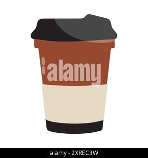 Coffee cup illustration icon vector. Flat illustration of coffee cups and beans in a seamless pattern, perfect for coffee shop designs Stock Vector