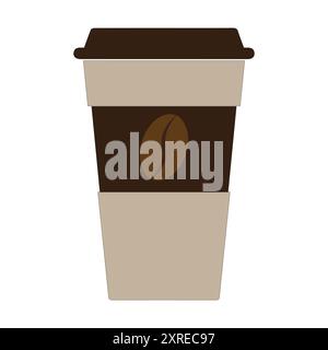Coffee cup illustration icon vector. Flat illustration of coffee cups and beans in a seamless pattern, perfect for coffee shop designs Stock Vector