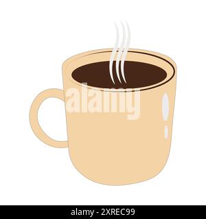 Coffee cup illustration icon vector. Flat illustration of coffee cups and beans in a seamless pattern, perfect for coffee shop designs Stock Vector