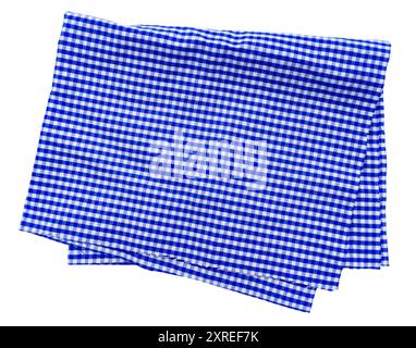 Piece of torn crumpled checkered fabric on a white background. Textile. Cellular tissue isolate Stock Photo