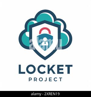 Locket Project Cloud Security Logo Design Template Illustration Stock Vector