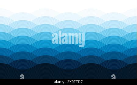 Blue waves, seamless, abstract, gradual background illustrate the sea or ocean water surface Stock Vector