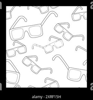 Pattern glasses Sunscreen. Vector Sunglasses Seamless illustration in Doodle style. Outline Eyewear Background, Summer Accessory Linear template for T Stock Vector