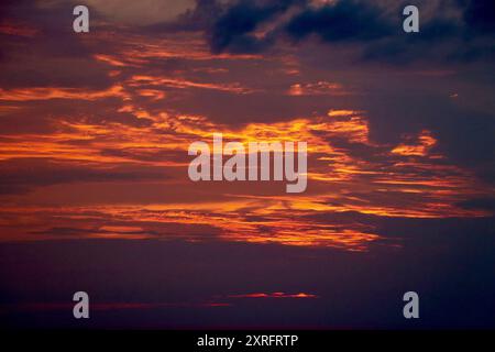 Draamatic and heavenly sky over Lake Erie in northeast Ohio Stock Photo