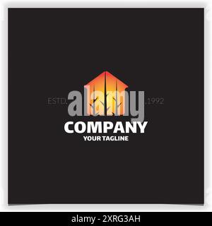 bamboo tree silhouette in house logo design vector template Stock Vector