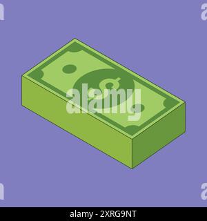 Dollar Money Brick Vector Illustration. Dollar Bill note money. us dollar currency stack Stock Vector
