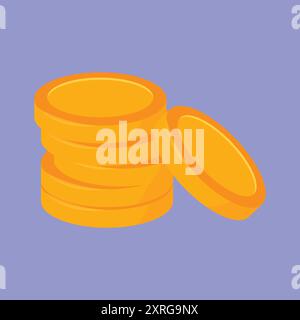 Gold coins vector. Gold coins stack illustration. gold currency gold money Stock Vector