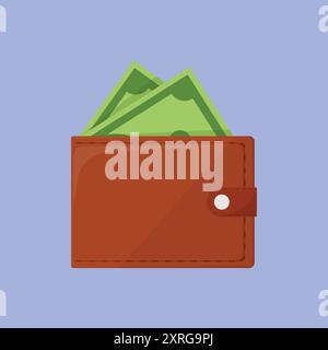 Leather wallet vector icon. Money wallet vector illustration. leather dollar wallet Stock Vector