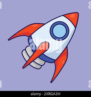 plastic rocket toy vector icon. toy rocket icon. toy space rocket shuttle Stock Vector