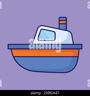 Plastic Toy Boat vector icon. Toy Boat ship icon. water boat toy Stock Vector