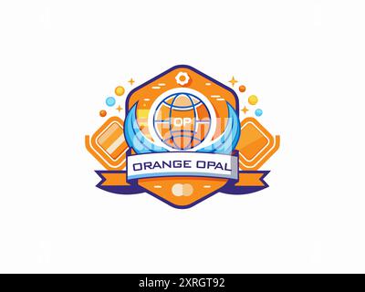 Orange and Yellow World Icon Emblem Logo Illustration Stock Vector