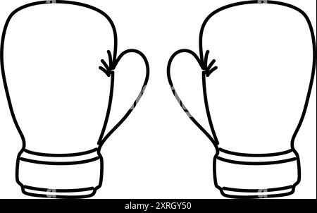 Pair of hand drawn boxing gloves. Outline icon of sports equipment for boxing. Stock Vector