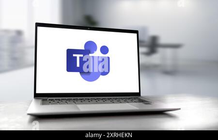 Microsoft Teams application displayed on laptop Stock Photo