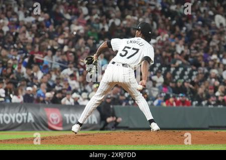Colorado Rockies pitcher Angel Chivilli (57) during an MLB Spring ...
