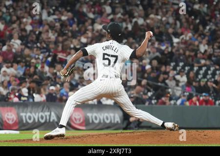 Colorado Rockies pitcher Angel Chivilli (57) during an MLB Spring ...