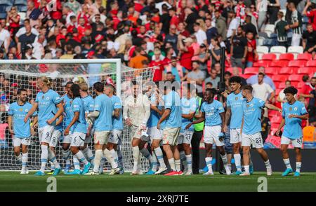 Man City celebrate winning during the Manchester City FC v Manchester United FC FA Community Shield Final match at Wembley Stadium, London, England, United Kingdom on 10 August 2024 Credit: Every Second Media/Alamy Live News Stock Photo