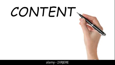 Word Content written by woman on white background. Banner design Stock Photo
