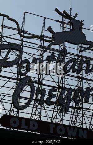 The iconic Old Town Portland Oregon neon sign Stock Photo