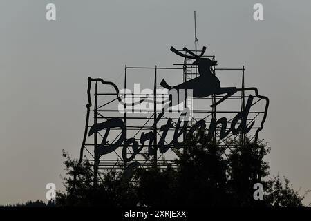 The iconic Old Town Portland Oregon neon sign Stock Photo