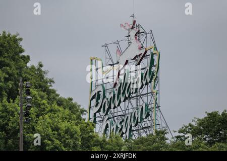 The iconic Old Town Portland Oregon neon sign Stock Photo