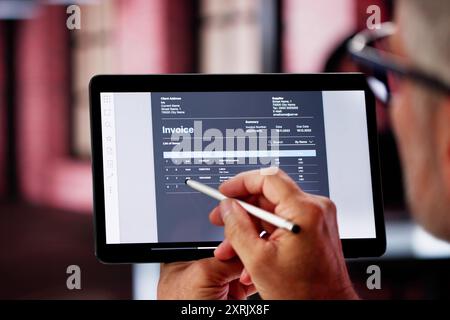 Online Digital E Invoice Statement On Laptop Stock Photo