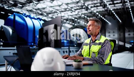 Engineer Operator Using Scada System At Industrial Plant Stock Photo