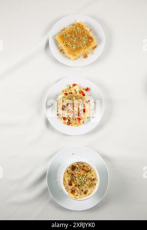 Middle Eastern sweets on white background. Arab dessert .Top view Stock Photo