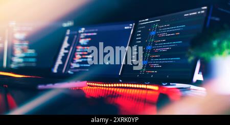 Project managers work new idea. Mobile app developer. Innovative startup project. Stock Photo