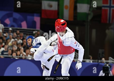 Arian Salimi (IRI) Gold medal, Taekwondo, Men +80kg during the Olympic ...