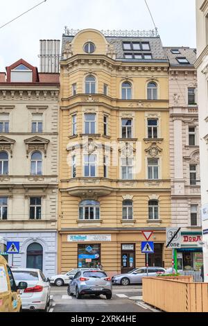 VIENNA, AUSTRIA - MAY 22, 2019: This is an eclectic residential house typical of urban development in the late 19th century. Stock Photo