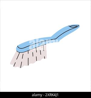 Sweeping brush with natural bristles and handle Stock Vector