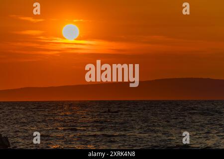 Sunset in Croatia in love on the sea shore Trpanj Croatia Stock Photo