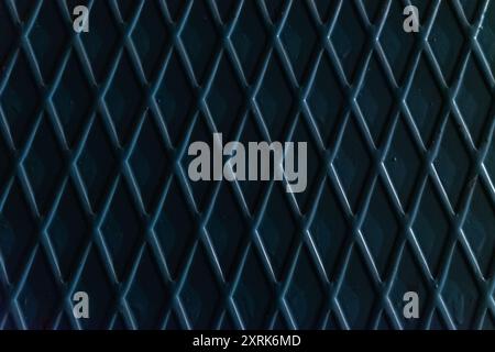 Texture of corrugated metal painted with blue paint. Stock Photo
