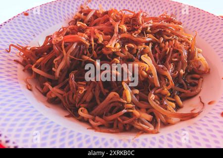 Top view of soybean sprouts on a plate ready to be eaten Stock Photo