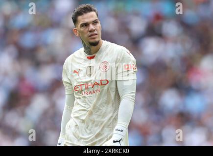 London, UK. 10th Aug, 2024. Ederson of Manchester City during the The FA Community Shield match at Wembley Stadium, London. Picture credit should read: Paul Terry/Sportimage Credit: Sportimage Ltd/Alamy Live News Stock Photo