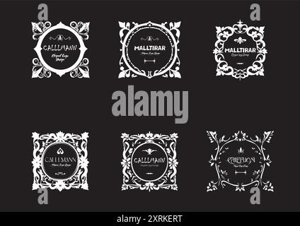 Collection of vector floral logo templates with wreaths. Organic design concept with wreaths, frames and borders Stock Vector
