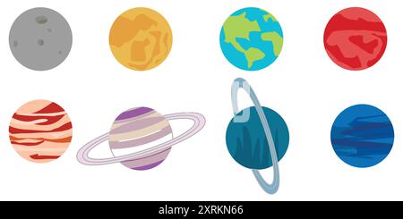 All planets in vector design Stock Vector