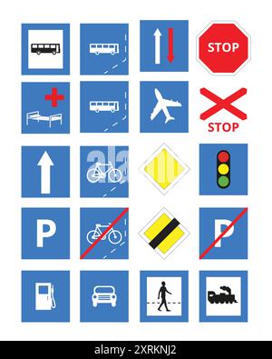 Set of road sign vector Stock Vector