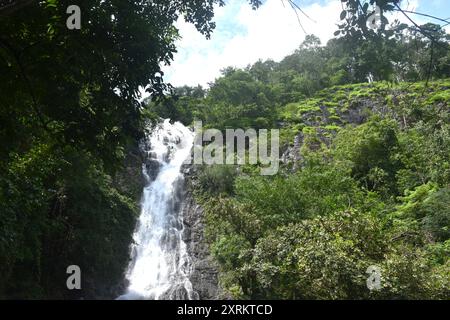landscape of Sarika big waterfall in forest travel location on Thailand Stock Photo