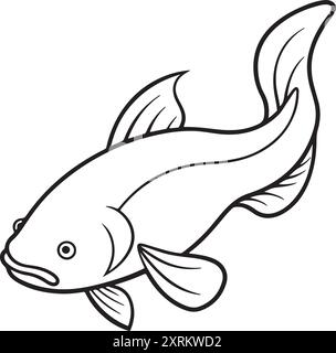 Illustration of cute cartoon catfish Stock Vector